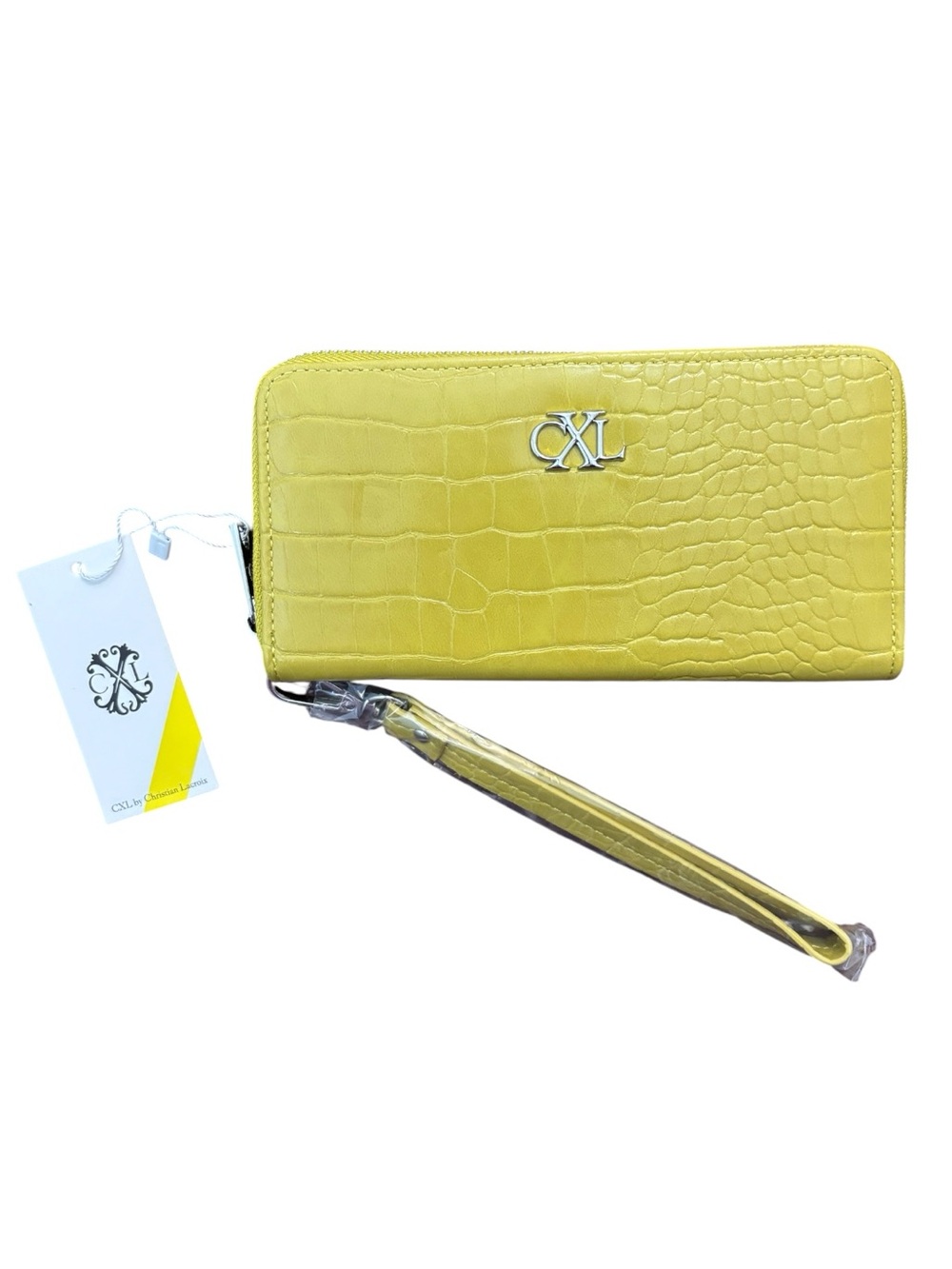 CXL by Christian Lacroix Kara Croco Zip Around Wristlet Wallet Moss NWT